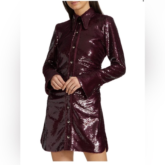 NWT GANNI Sequin shirt dress - Picture 3 of 5